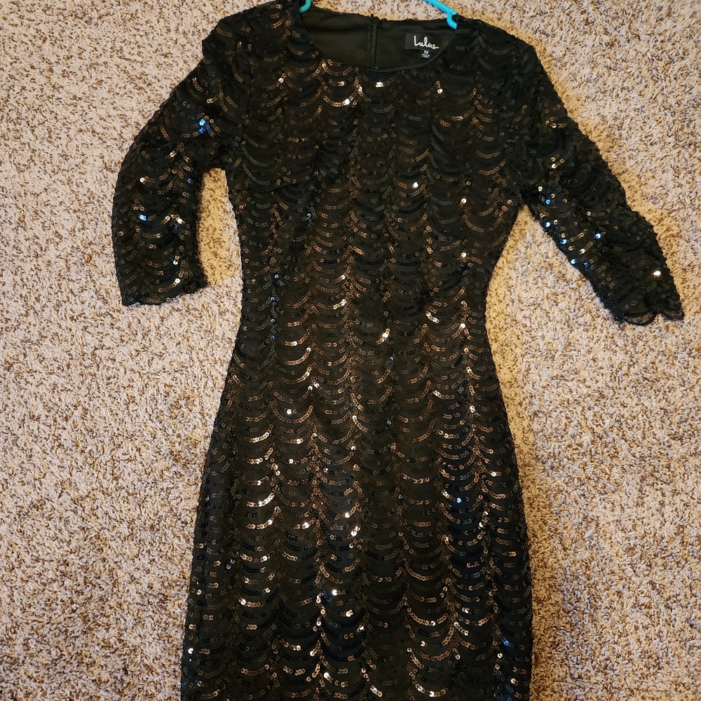 Lulus black sequin mini dress size XS